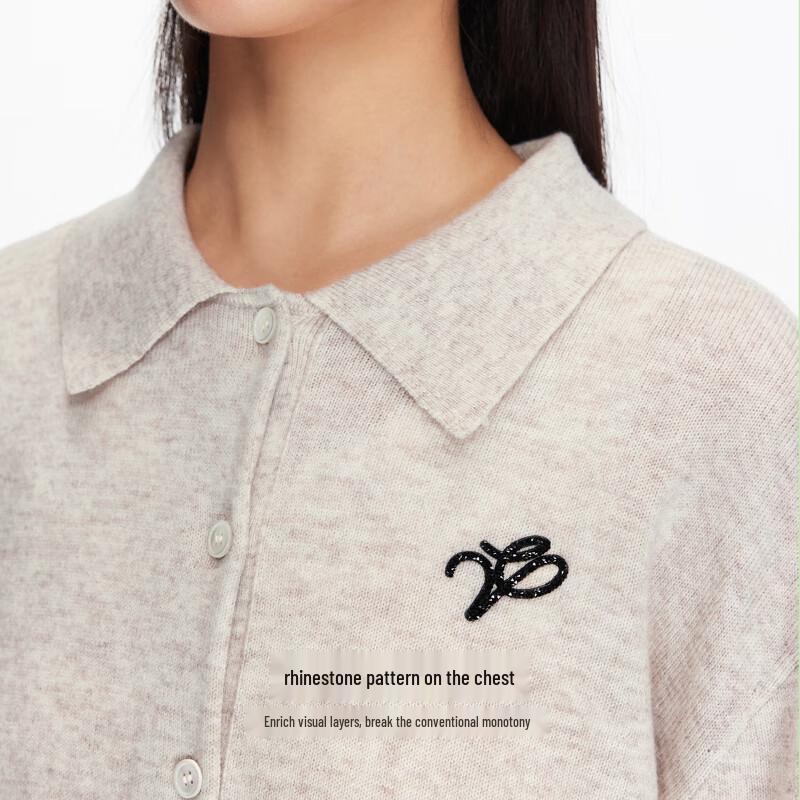 VEROMODA Women's Wool Blend Rhinestone Lapel Cardigan