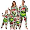 Parent-Christmas Printed Parent-Child Hooded Zip One-piece Homewear