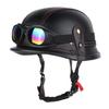 Cross-border motorcycle half helmet retro German handmade leather half-sided fast-release buckle with goggles DOT certification