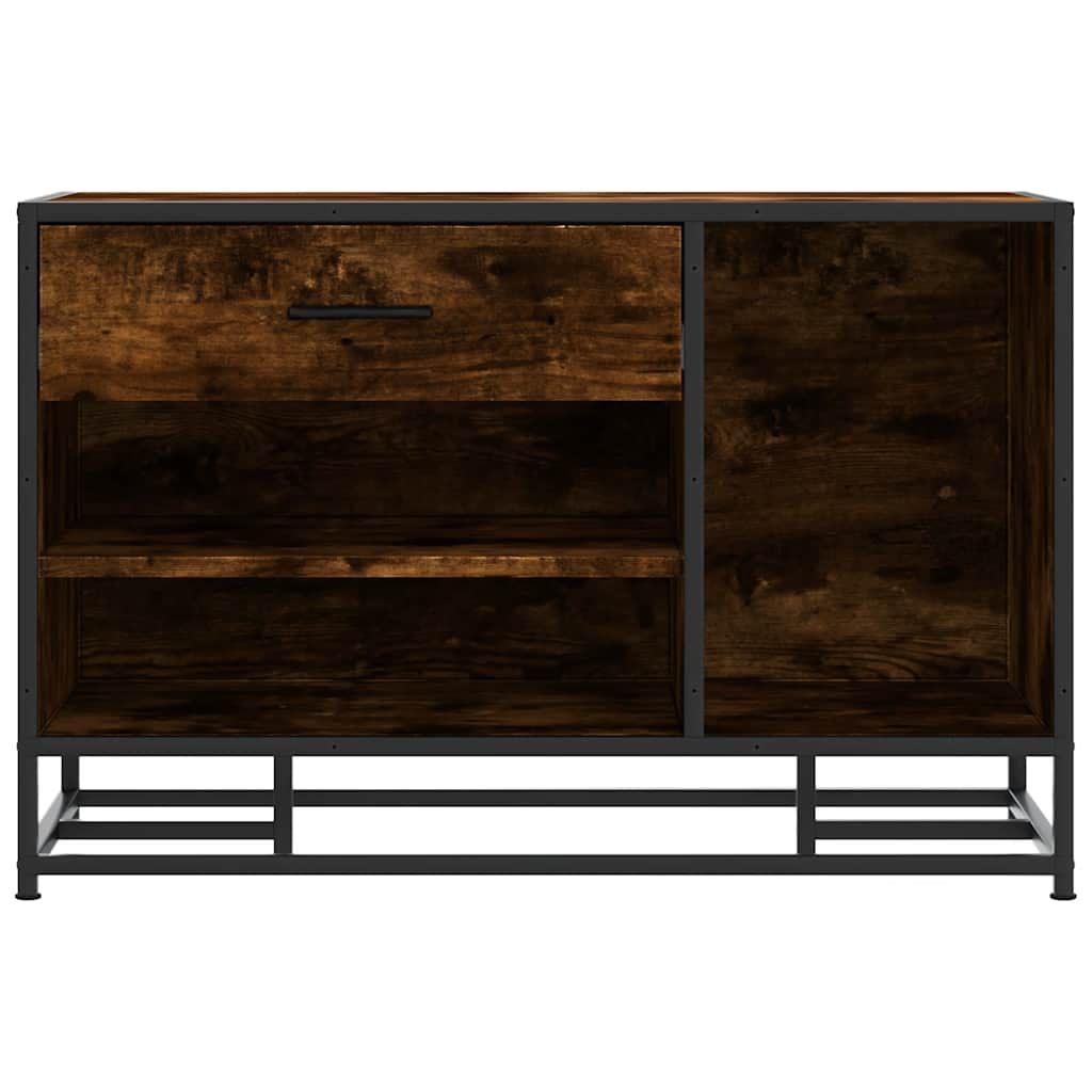 Shoe Bench Smoked Oak 80x40x53.5 cm Wood Based Panel and Metal