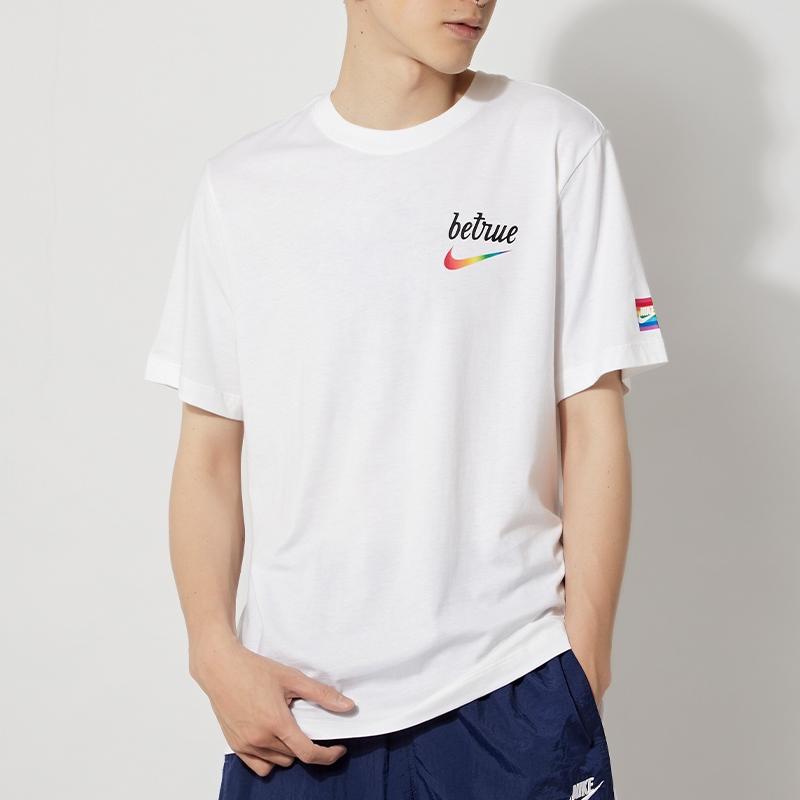 Nike Solid Color Print Round Neck Short Sleeve T-Shirt Unisex Tops White DJ0929-100