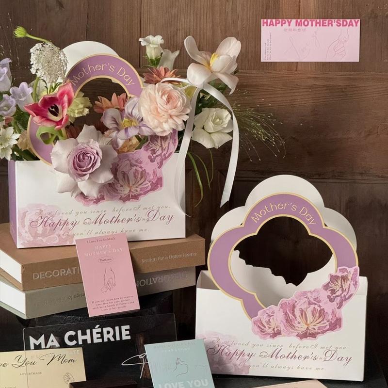 5Pcs/Pack Handheld Paper Packaging Flower Box Flower Basket Wedding Party Decoration Gift Bag Bouquet Mother's Day