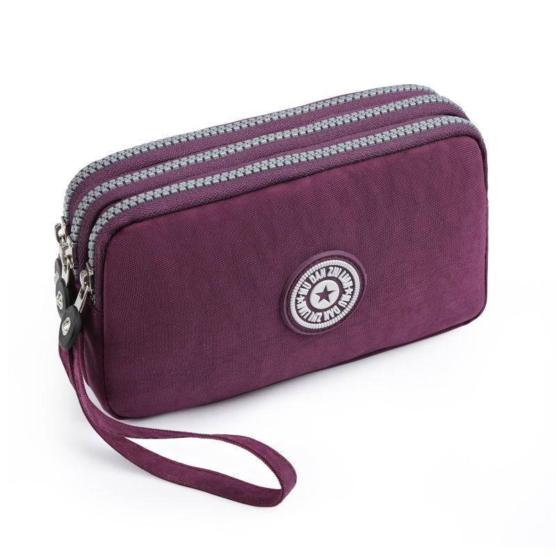 2023 Waterproof Women's Three-layer Zipper Coin Wallet Cosmetic Bag Canvas Women Purse Clutch Women's Purse Best Phone Wallet
