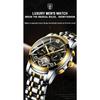 POEDAGAR Automatic Mechanical Watch Men Tourbillon Skeleton Wristwatch Calendar Week Display Leather Strap