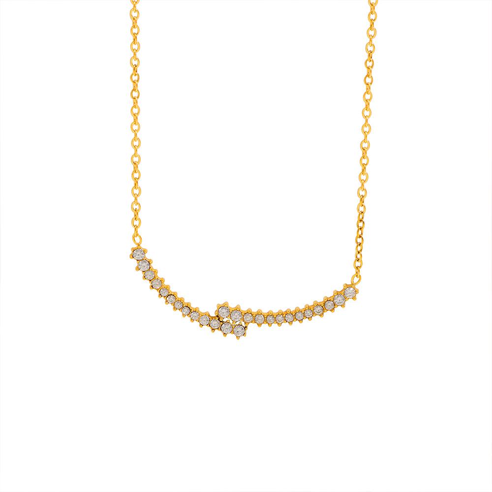 Zirconia Smile Necklace: Women's Titanium Steel Clavicle Chain, Trendy Non-fading Jewelry with Versatile Niche Design