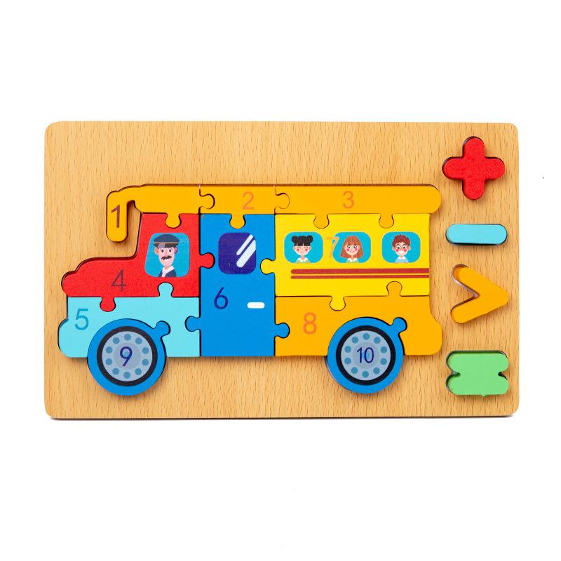 Wooden Early Education Cognitive Children Educational Toys Building Block Animal Traffic Shape Matching 3d Three-dimensional Puz