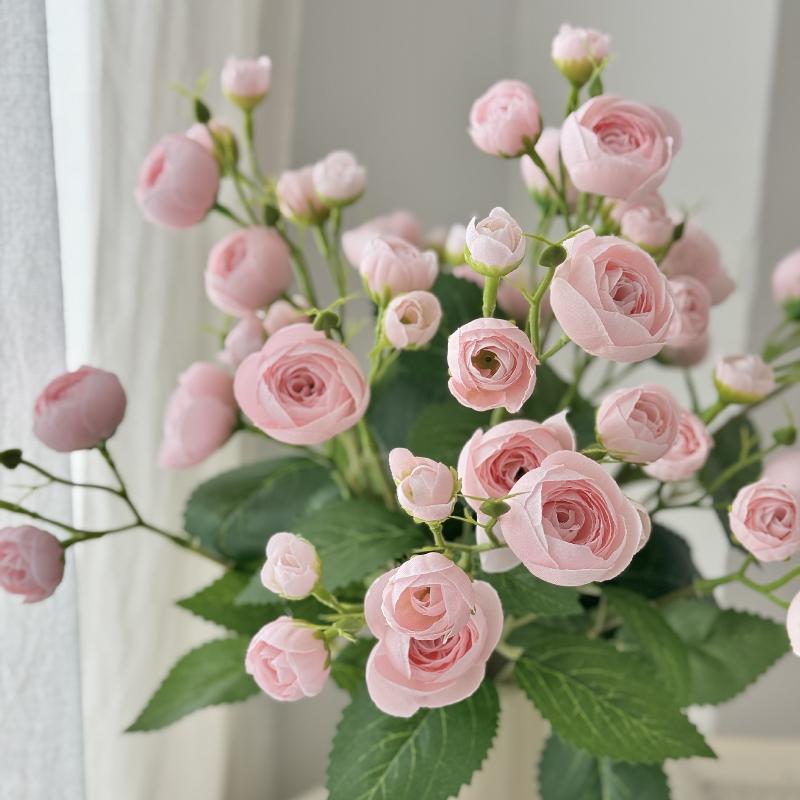12 Heads Artificial Tea Rose Bouquet Realistic Fake Flower Multi Color For Home Wedding Hotel Photography Decoration