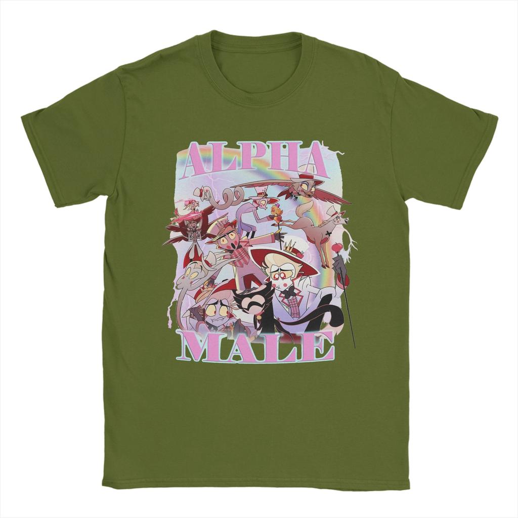 Herr Lucifer Manlig Hazbins Hotels T-shirt Kläder i ren bomull Fantastisk Kortärmad Rundhals T-shirt 4XL 5XL T-shirts