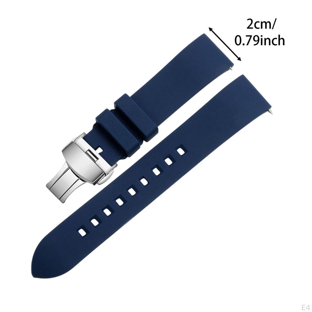 Silicone Watch Strap for Women Men Metal Buckle Replacement Wristwatch Band