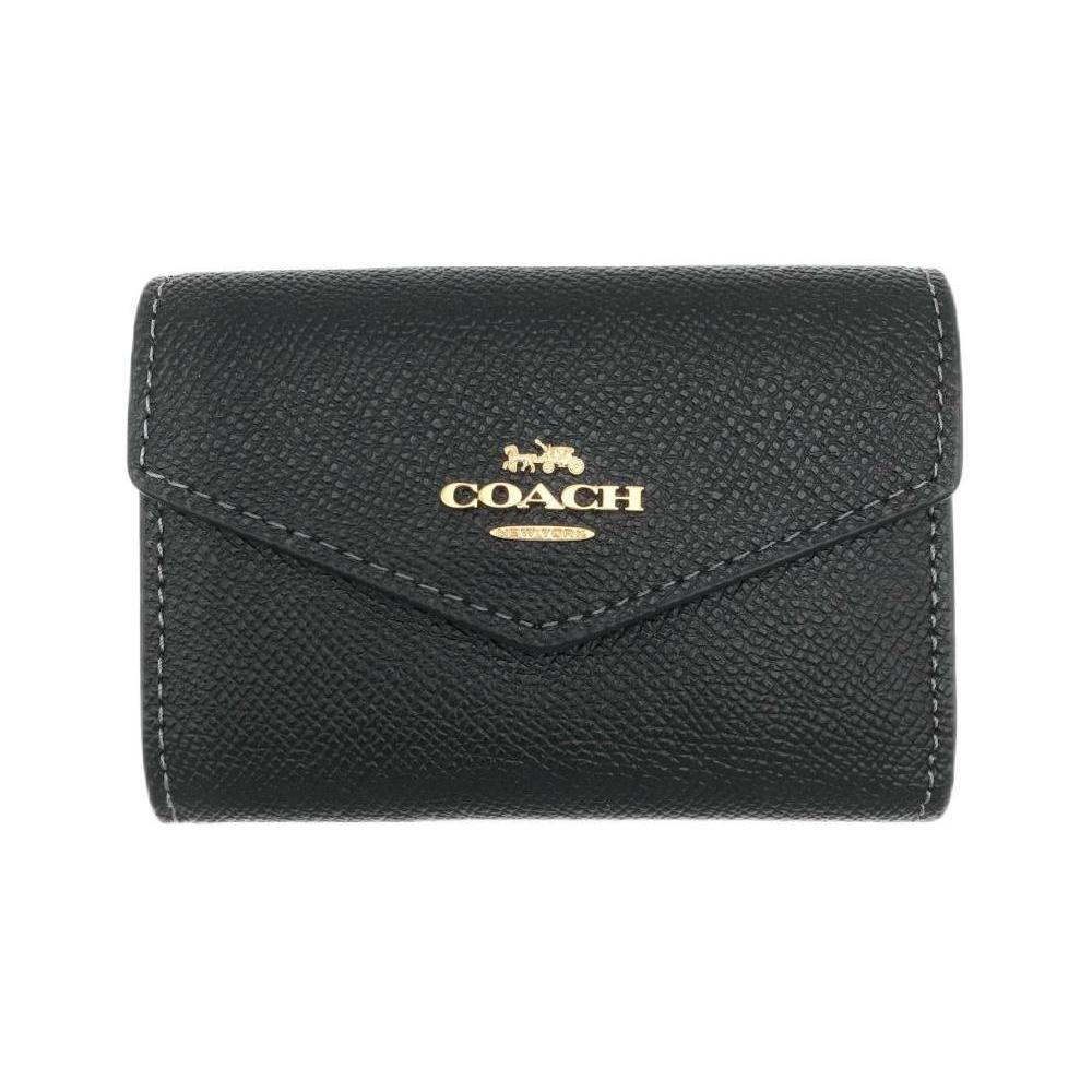 Coach Kartenetui Cross Grain Leder Geldbörse, Kartenhalter Damen Schwarz CH487-IMBLK