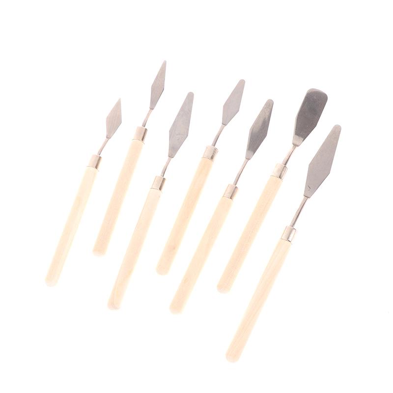 7Pcs Stainless Steel Oil Painting Knives Artist Crafts Spatula Palette Knife Mixing Knife Scraper Art Tools