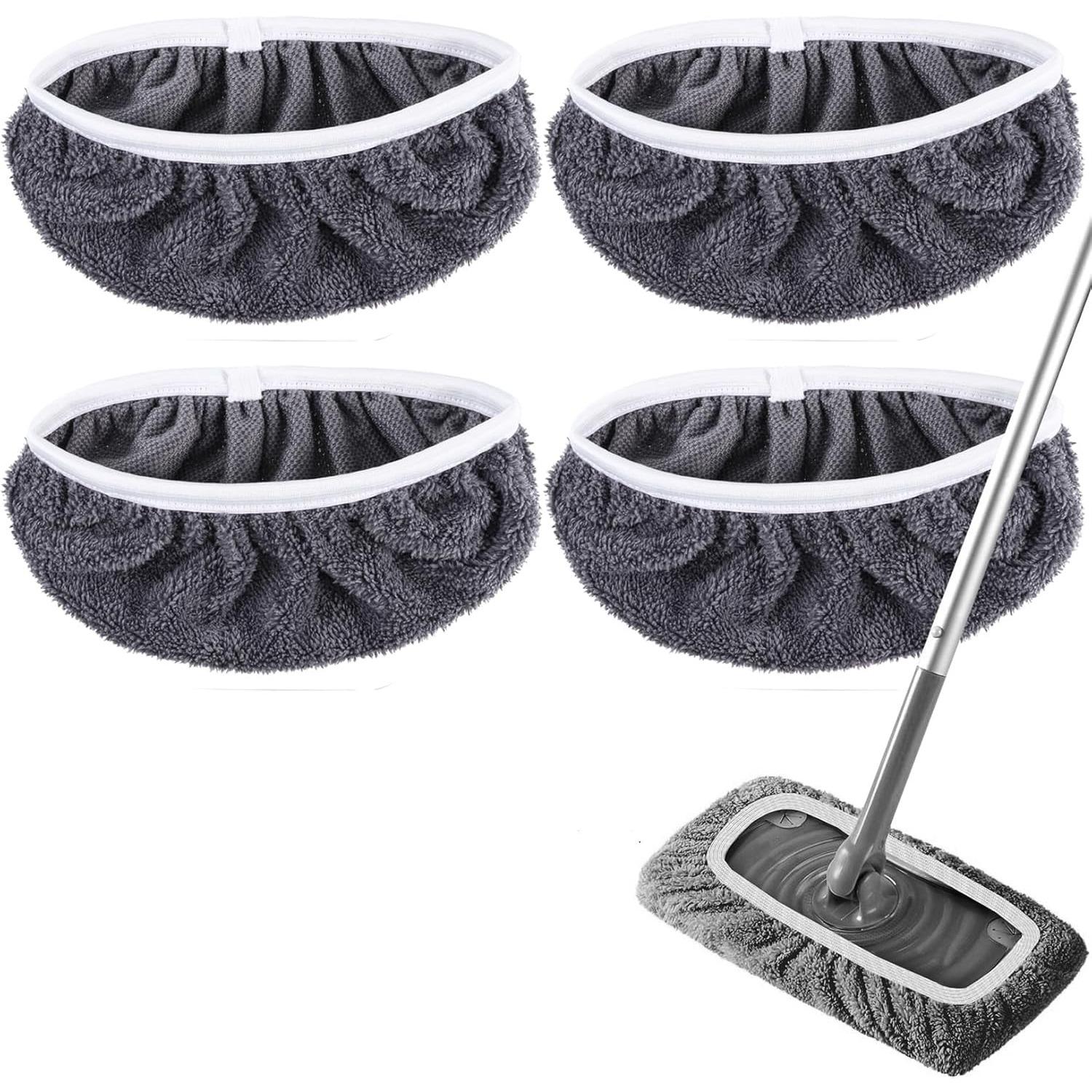 Reusable Microfiber Mop Refill Pads Dry Wet Sweeping Mopping Cloths Compatible with Swiffer Sweeper Mop for Household Floor Cleaning серый