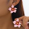 Sweet Temperament Colorful Irregular Smudge Oil Dripping Flower Earrings for Women Girls Travel Accessories Holiday Party Gift