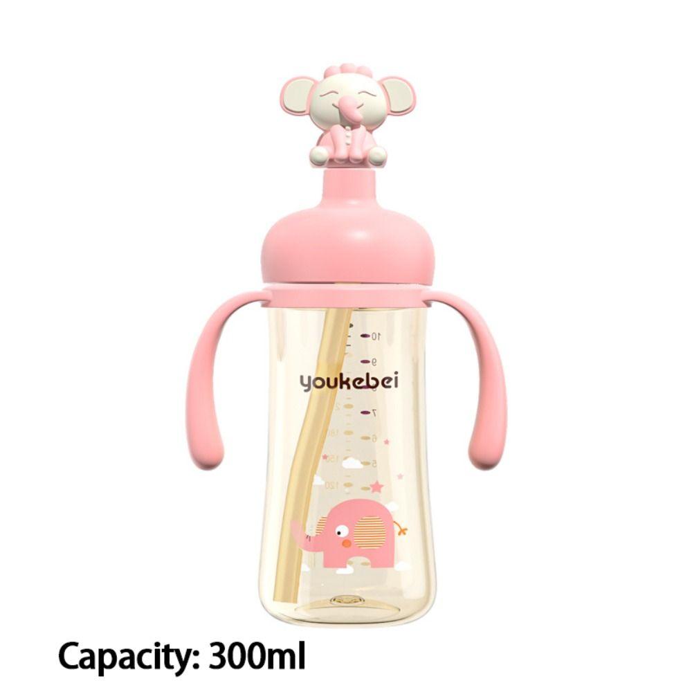 with Handle Baby Bottle 300ML Silicone Straw  Bottle New PPSU Water Cup  Baby Feeding Supply