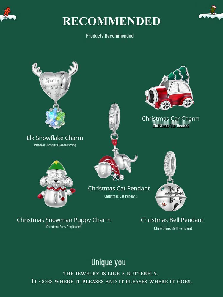 Yinziyun Sterling Silver Snowflake Bell Pendant Necklace