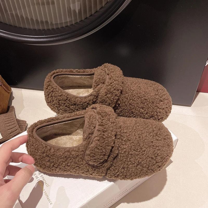 Fashion Women's Flat Shoes Winter New Round Head Deep Mouth Suede Soft Sole Anti-slip Wear-resistant Cotton Shoes