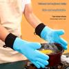 Hitzebeständige Anti-Verbrühungs-Ofenhandschuhe - Baumwollgepolstert, Silikon, Verlängertes Fünf-Finger-Design für den Küchengebrauch
