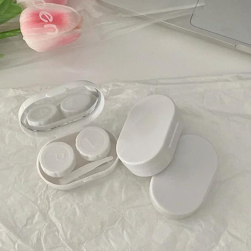 1 Box Mini Contact Lens Case Smooth Candy Women Small Portable Travel Holder Eye Care Container Storage with Mirror Lenses Box