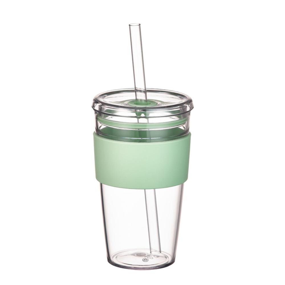 450ml Tritan Straw Cup Water Bottle Coffee Mug with Sleeve Portable Drinkware for Home/Office (No FDA, BPA-Free)
