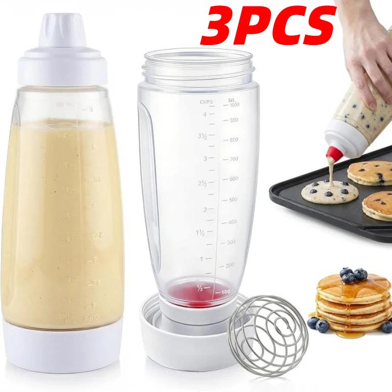 Silicone Squeeze Pancake Mix Dispenser Kitchen Pancake Batter Dispenser Bottle for Waffle Cupcakes Muffins Crepes Qatayef