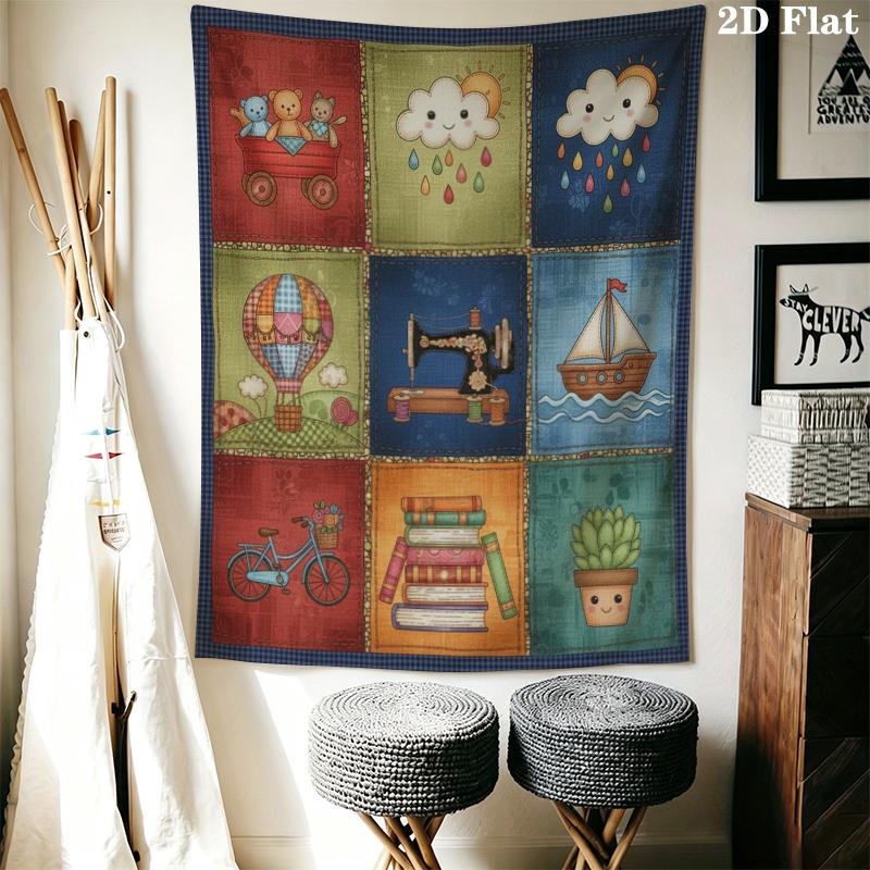 Retro Country Wall Tapestry Aesthetic Wall Hanging Printed Fabric Blanket Decorative Tapestries for Bedroom Living Room Home Decor