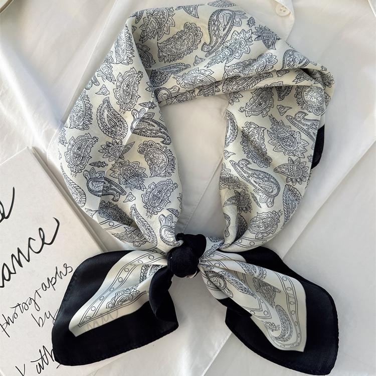 Silk Square Scarf: Women's Korean-Style, Double-Sided Print for Professional Wear