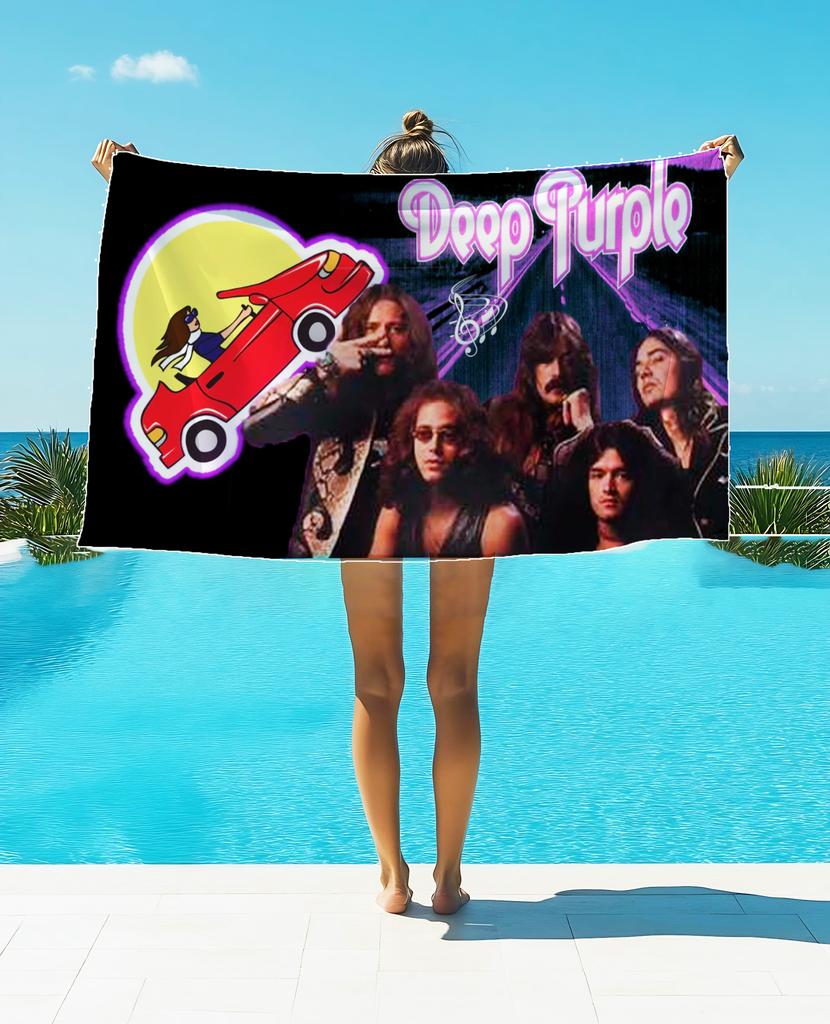 Rock Singer D-Deep P-purple Band Printed Beach Towel Thread One Piece Anime Bath Towel 75x150cm Bathroom Shower Washcloth Home