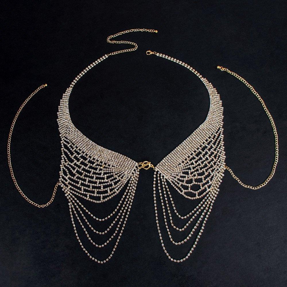 Engelsflügel Körperkette, Europäische und Amerikanische sexy volle Diamant-Quaste Brustkette, Damen Körperkette