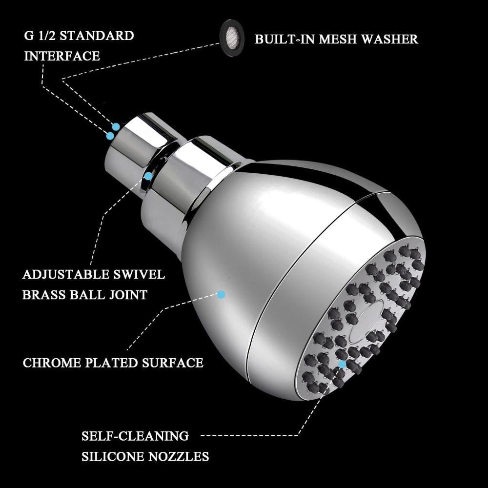 Silicone Nozzles Shower Heads Powerful Water Flow 360 Rotation Spray Shower Rustproof Matte Black Rain Shower Head Bathroom Use