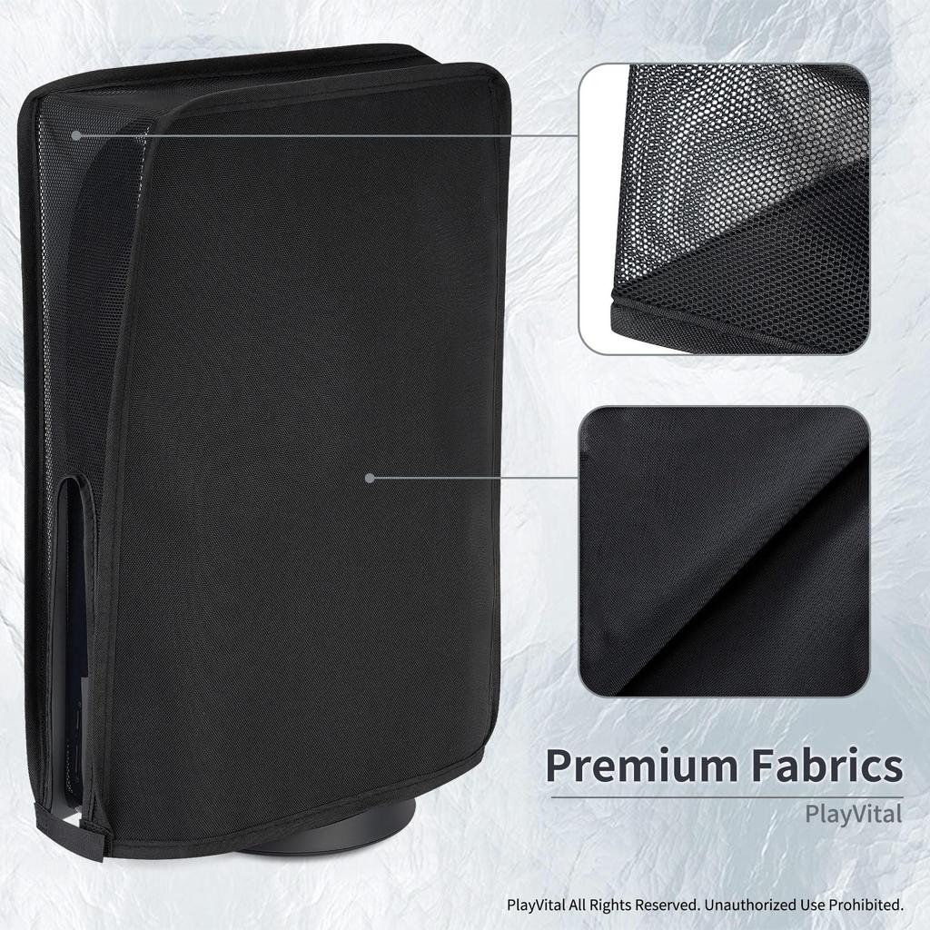 PlayVital PS5 Dustproof Cover, Soft and Clean Dust Cover for PlayStation 5 Console, PS5 Dust Cover, PS5 Storage Cover [Black (Nylon Mesh)]