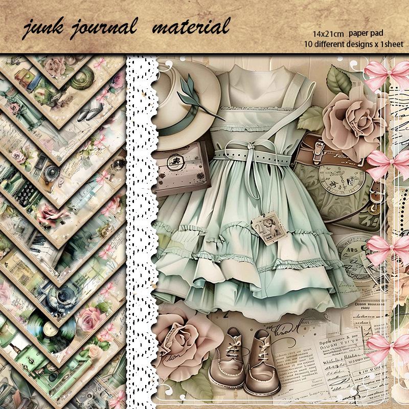 Vintage Beauty Diary: 10 Sheets of Retro Decoration DIY Paper with Daily Objects Pattern