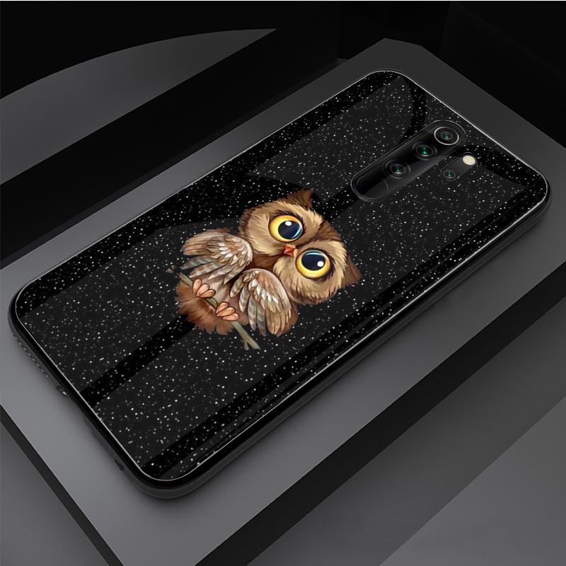 Owl Tempered Glass Phone Case For Redmi Note 5 6 7 8 Pro Note8T Note9S Redmi8 9 Cover Shell