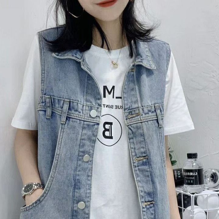 Women's Denim Vest Women Korean Version of Loose Waistcoat Sleeveless Vest Vest Women
