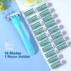 1 Handle + 18 Blades/ Men And Women Body Hair Bikini Safety Razor Blade Female Hair Removal Shaving Shaver Replacement Heads