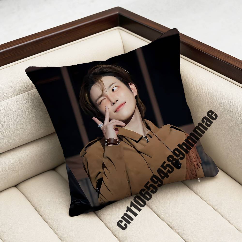 For A-Ateez K-Kim Hong Joong Throw Pillow Case Sham 45X45Cm 40X40Cm Square Car Pillowcase Pad Cushion Cover