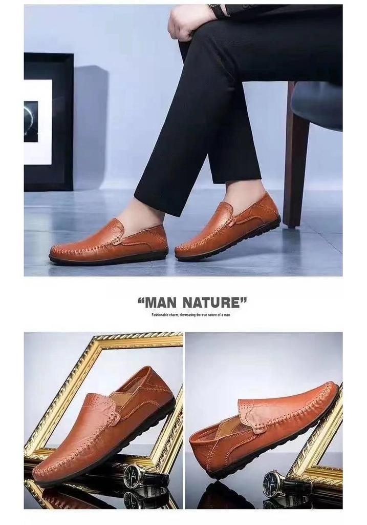 Mocassini da Uomo in Pelle Slip-On per Primavera e Autunno - Scarpe Casual da Guida con Suola Morbida