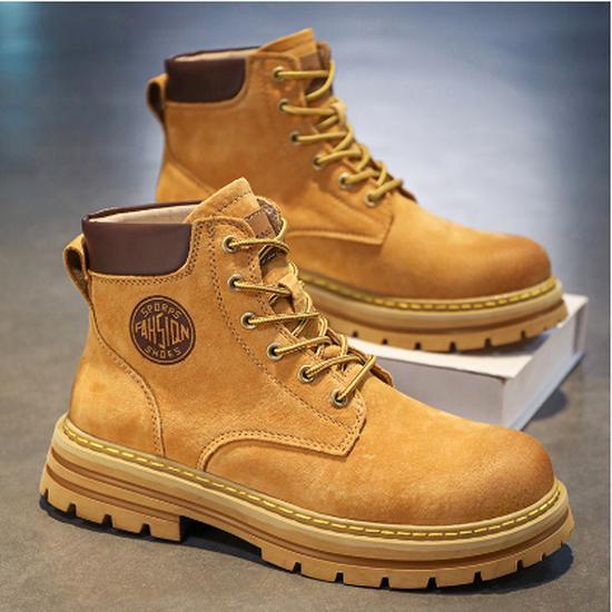 

Мужские желтые кожаные ботинки Martin: Толстая подошва, бархатная подкладка, водонепроницаемые, увеличивающие рост, устойчивые к ударам, повседневные рабочие ботинки для осени и зимы. 2302, 45 жёлтый