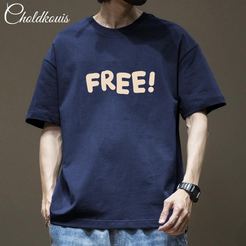 Minimalistische Sportbekleidung T-Shirts Bedrucktes Kurzarm-T-Shirt für Herren Baumwolle Sommer-Tops