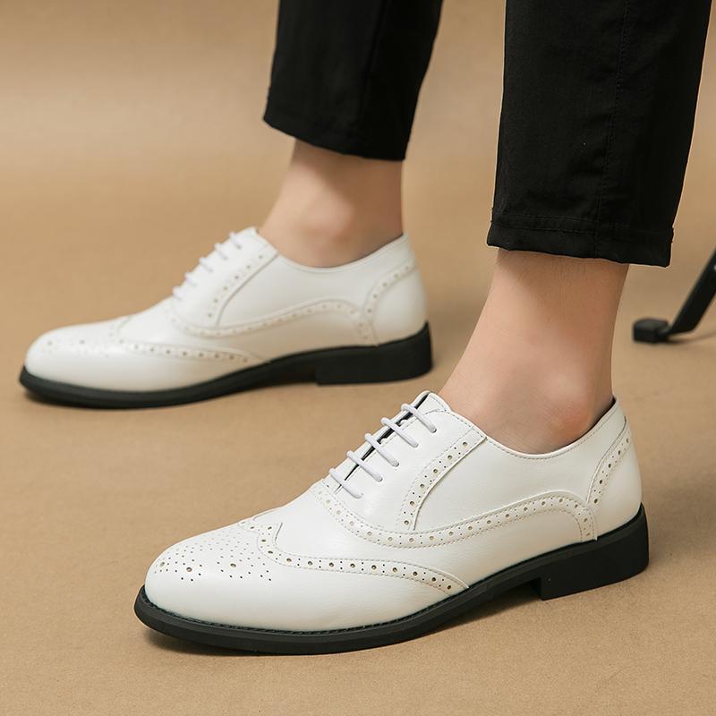 Fashion Luxury Brand Lace-up Oxford Shoes Men Casual Dress Shoes Brogue Mens Shoes Men Fashion Luxury Business Footwear Large Size 38-48