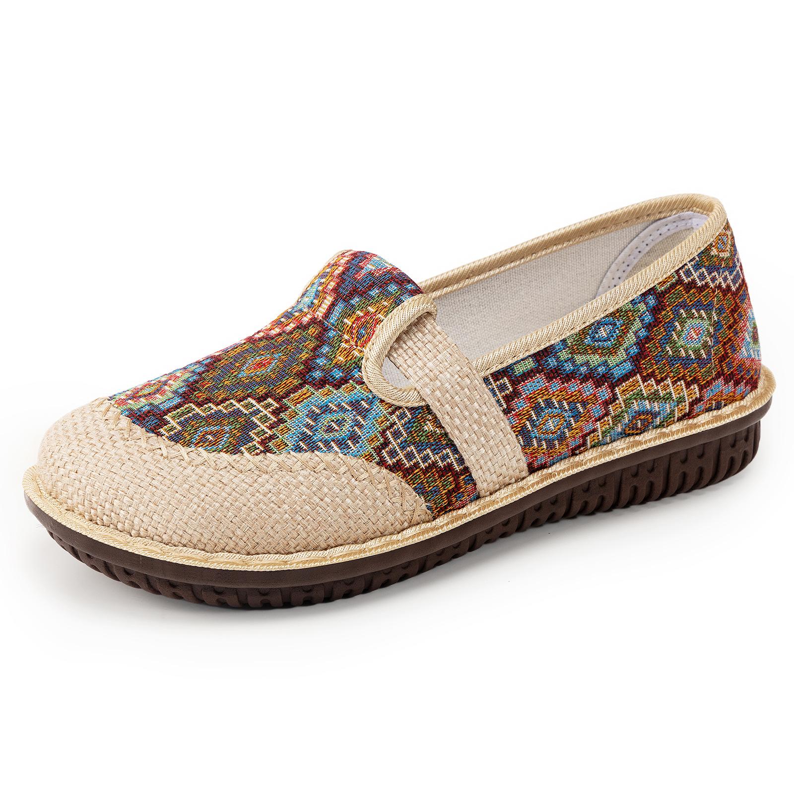 Унисекс обувь весна новая дышащая на одной педали мягкая подошва одинарная обувь лен удобная повседневная тканевая обувь 36