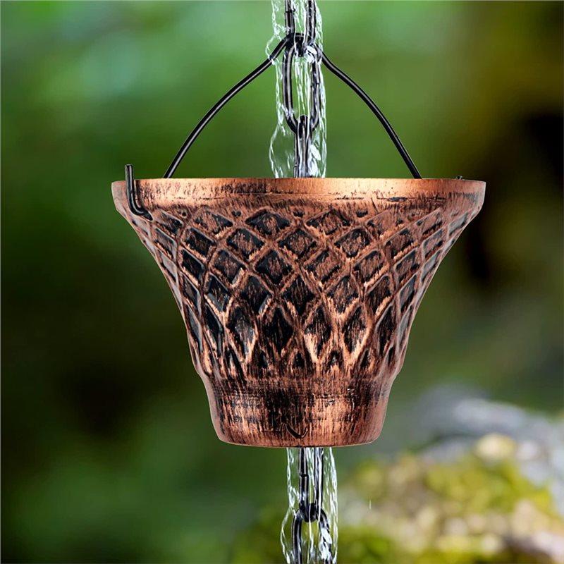 A25F-Rain Chains For Downspouts Copper Rain Catcher Chain With Cups Decorative Replacement For Gutters Outside