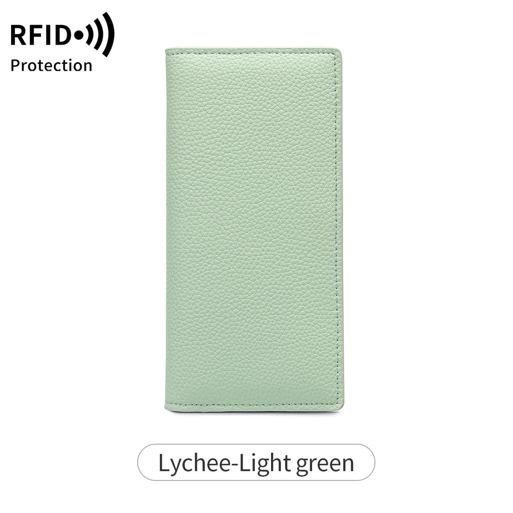 Portefeuille Minimaliste Ultra-fin pour Femme Blocage RFID Porte-cartes de Crédit Pliage Bifold Long Portefeuille pour Femme Couleur Unie Pochette Portable