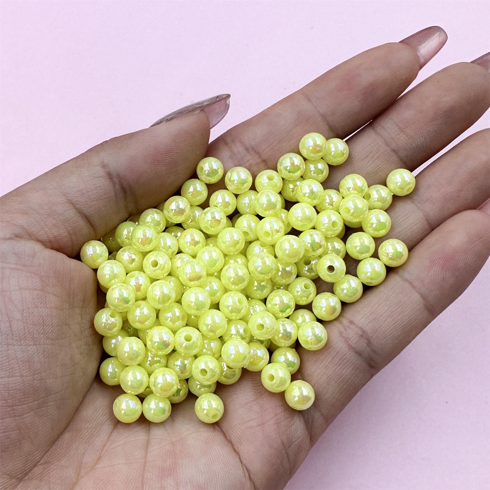 

420 шт. 6 мм ABS пофарбовані перламутрові лазерні намистини DIY Jewely браслет намисто аксесуари 6mm 420Pcs світло-жовтого кольору