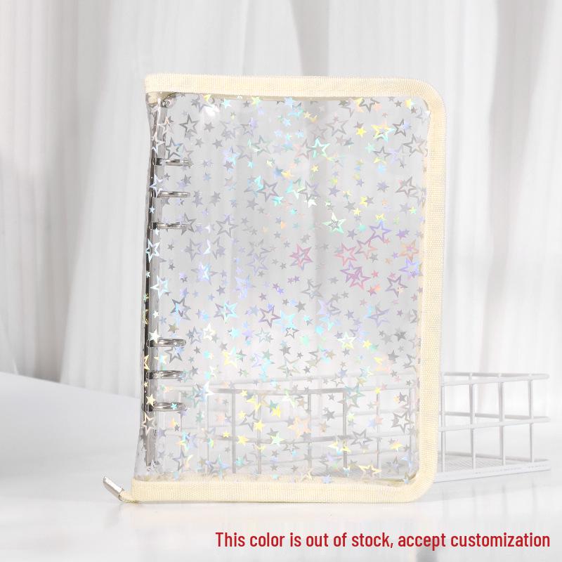 Caiet cu inele A5 Negru Detașabil cu Planificator de Valoare Ridicată și Album Carduri Japoneze în Carcasă Transparentă PVC