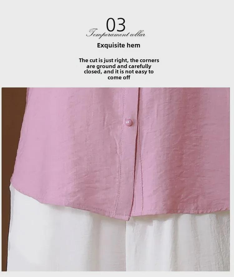 Summer Fashion: Plus Size Women's 5-Point Sleeve Loose Slim Shirt for Middle-Aged Moms