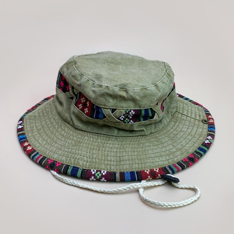 Ethnic Style Retro Outdoor Fisherman'S Hat Men'S And Women'S Drawstring Leisure Niche Sunshade Mountaineering Hat