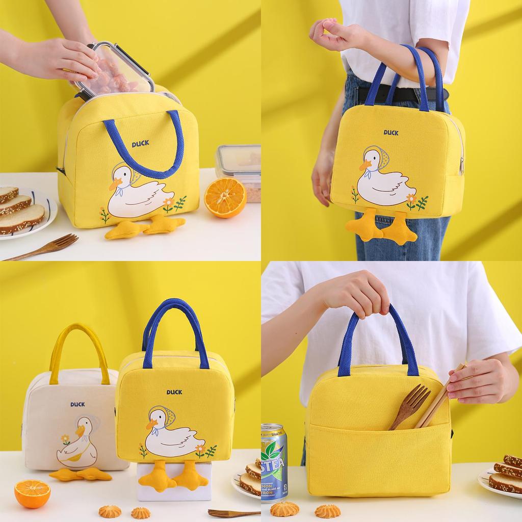 Fashionable Yellow Duck Bento Bag Polyester Cartoon Fun Lunch Bag For Students And Office Workers