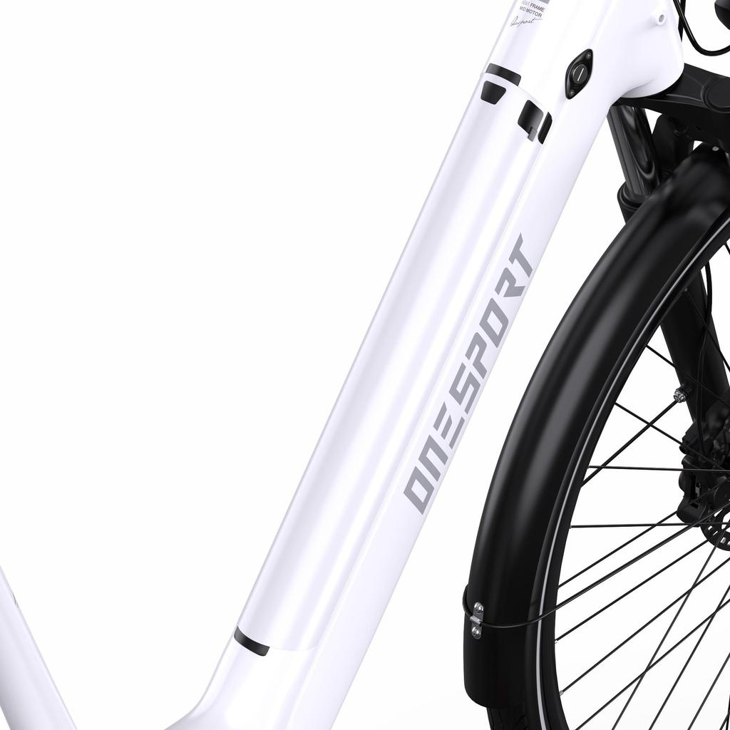 ONESPORT OT07 Electric Bike All-aluminum Alloy Frame 27.5 Inch Commuter Electric Bike BAFANG Mid Motor & 36V 250W 14Ah Battery-White