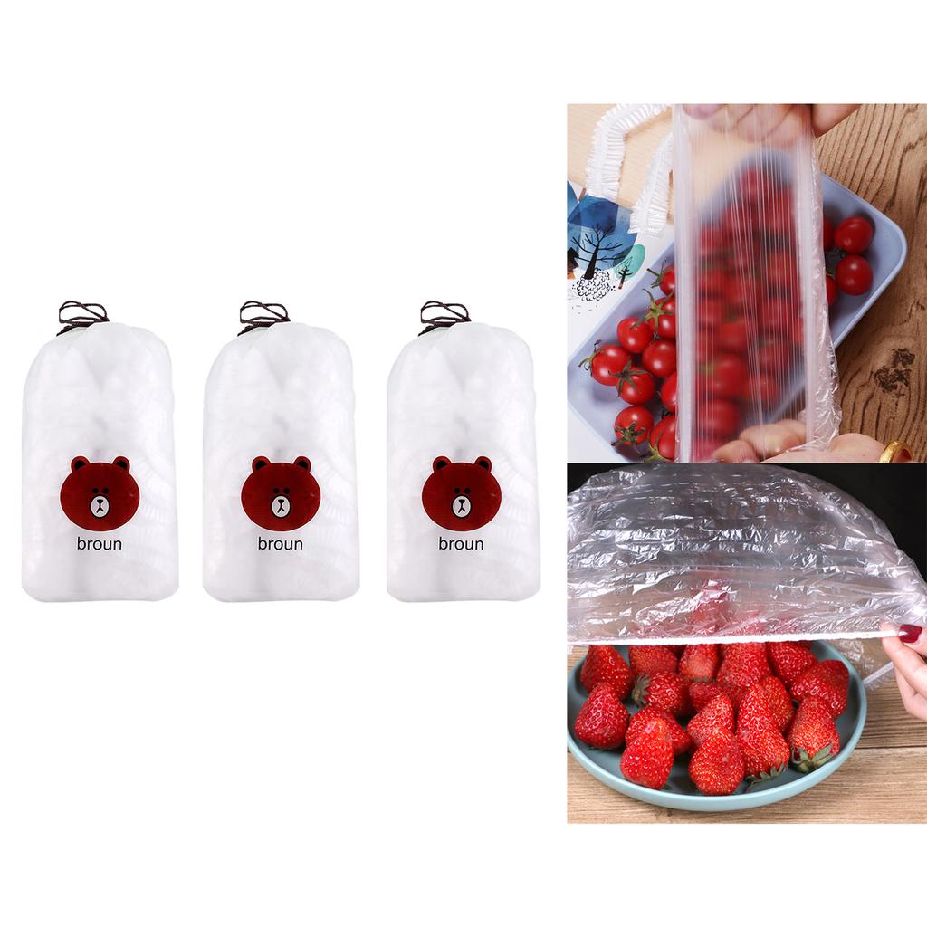 Disposable Food Wrap Cover Transparent High Elasticity Stretchable for Storage Containers100PCS