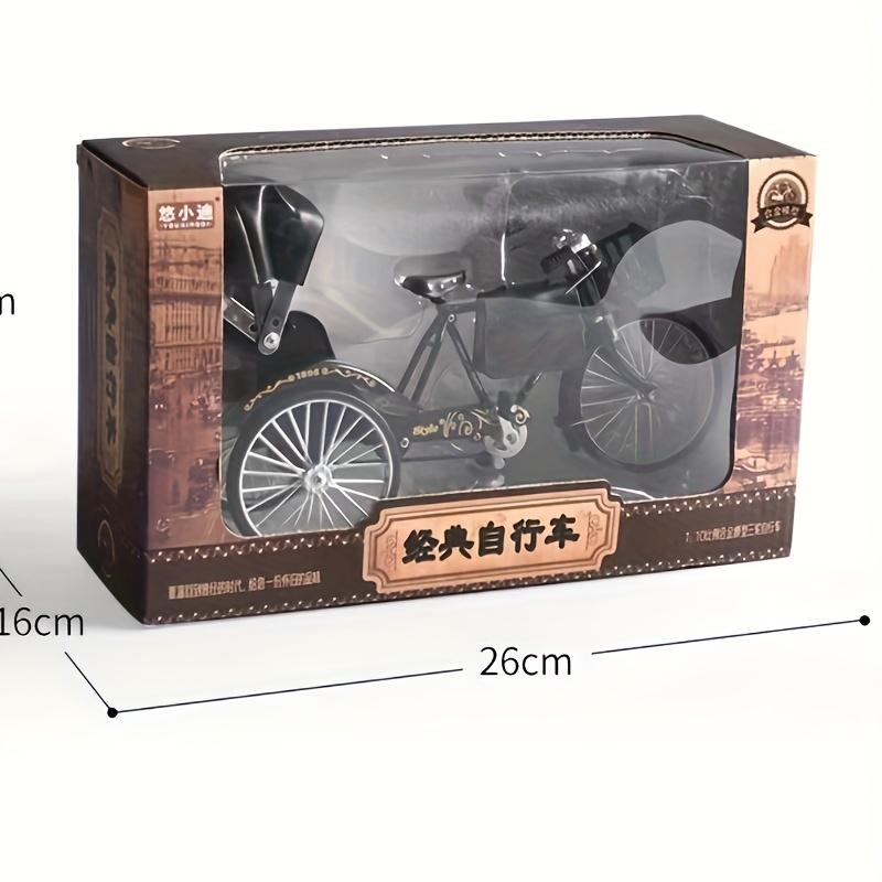 1:10 Scale Vintage Tricycle Model Kit,DIY Retro Bicycle Replica with Detachable Black Frame, Red Seat,Golden Accents, Ideal for Home/Office Decor